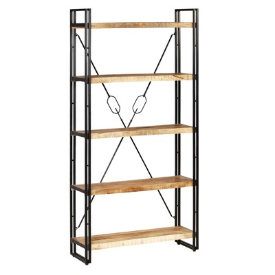 5-Tier Bookcase Solid Mango Wood, Steel 