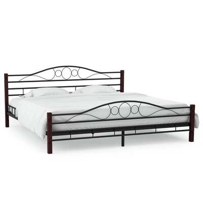 Bed Frame Plywood slats Metal Black