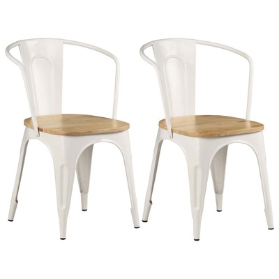 Dining Chairs 2 pcs White Solid Mango Wood