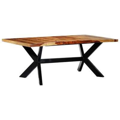 Dining Table Solid Sheesham Wood Steel Legs