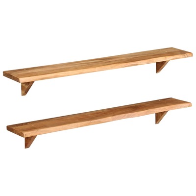 Wall Shelves 2 pcs 120x20x16 cm Solid Acacia Wood