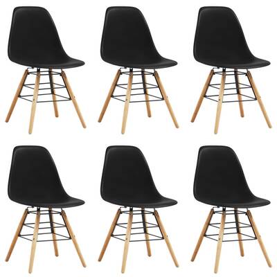 Dining Chairs 6 pcs Black Plastic