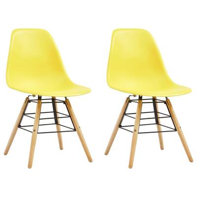 Dining Chairs 2 pcs Yellow Plastic