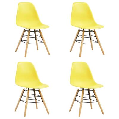 Dining Chairs 4 pcs Yellow Plastic