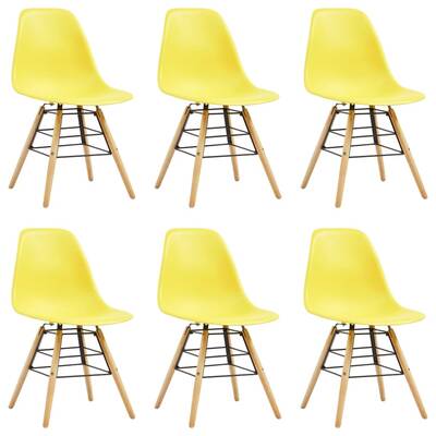 Dining Chairs 6 pcs Yellow Plastic