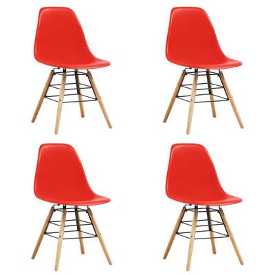 Dining Chairs 4 pcs Red Plastic