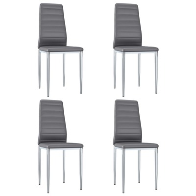 Dining Chairs 4 pcs   faux Leather Grey