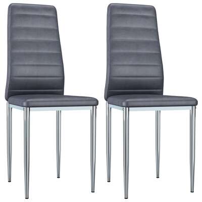 Dining Chairs 2 pcs faux Suede Leather Grey