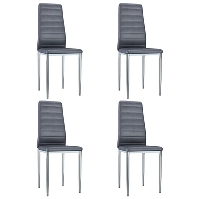 Dining Chairs 4 pcs faux Suede Leather Grey