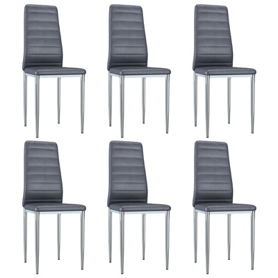 Dining Chairs 6 pcs faux Suede Leather Grey