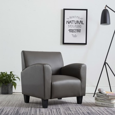 Sofa Chair Grey Faux Leather