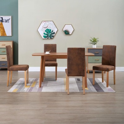 Dining Chairs 4 pcs Brown faux Suede Leather