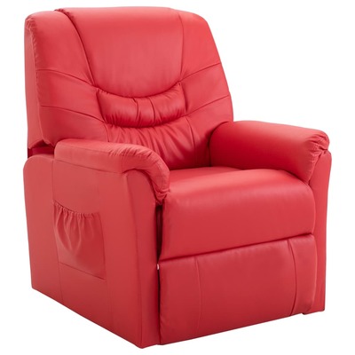 Reclining Chair Red Faux Leather