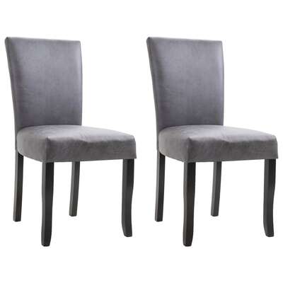 2 pcs Dining Chairs  Grey faux Suede Leather