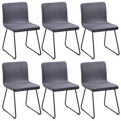 Dining Chairs 6 pcs Dark Grey Fabric