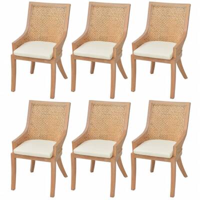 Dining Chairs 6 pcs Rattan and Solid Mango Wood