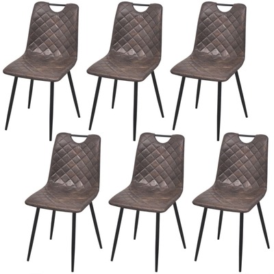 Dining Chairs 6 pcs Dark Brown Faux Leather