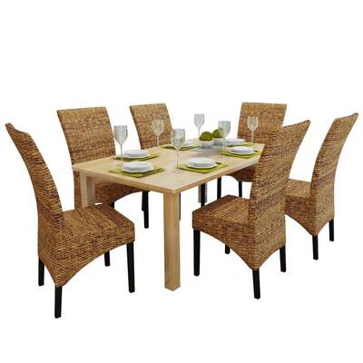 Dining Chairs 6 pcs Abaca and Solid Mango Wood