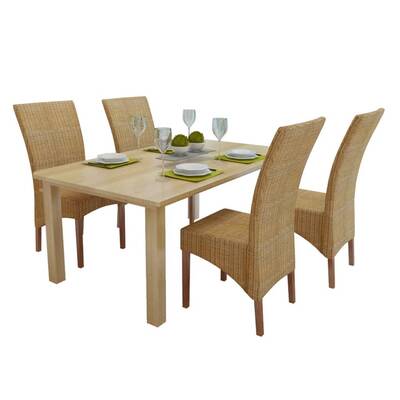 Dining Chairs 4 pcs Brown Natural Rattan