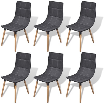 Dining Chairs 6 pcs Dark Grey Fabric