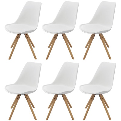 Dining Chairs 6 pcs White faux Leather