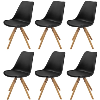 6 pcs Dining Chairs faux Leather, Black