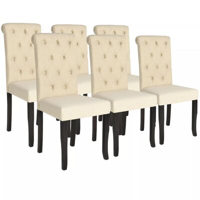 Dining Chairs 6 pcs Cream Fabric