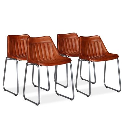 Dining Chairs 4 pcs Brown Real Leather