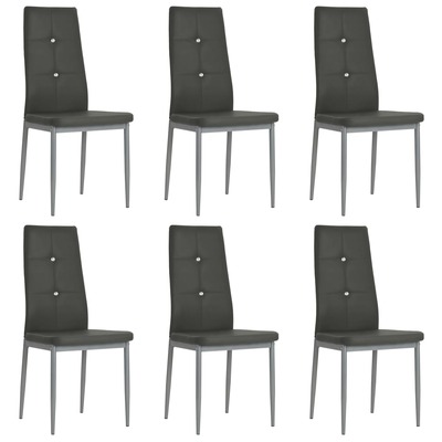 6 pcs Dining Chairs Grey ,faux Leather