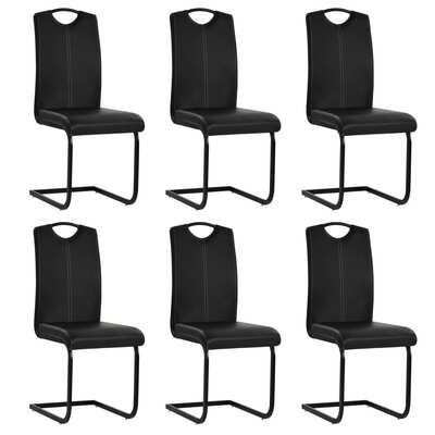 Dining Chairs 6 pcs Black Faux Leather