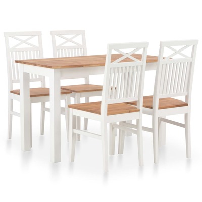 5 Piece Dining Set Solid Oak Wood