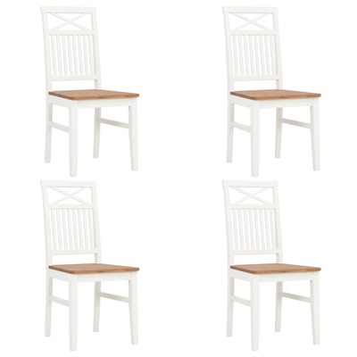 Dining Chairs 4 pcs White Solid Oak Wood