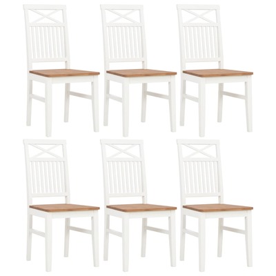 Dining Chairs 6 pcs White Solid Oak Wood