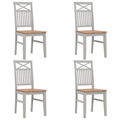 Dining Chairs 4 pcs Grey Solid Oak Wood