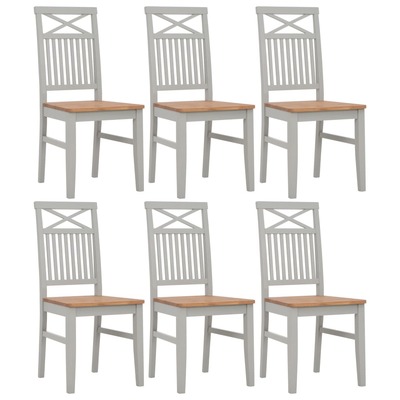 Dining Chairs 6 pcs Grey Solid Oak Wood