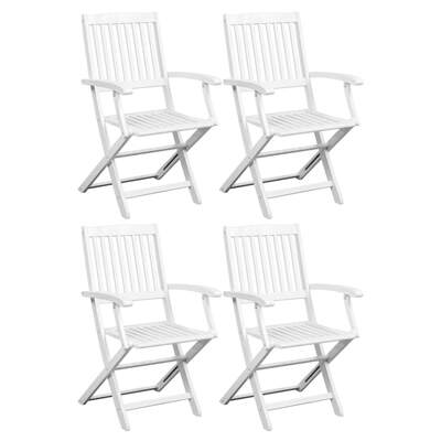 Dining Chairs 4 pcs White Solid Acacia Wood