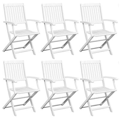 Dining Chairs 6 pcs White Solid Acacia Wood