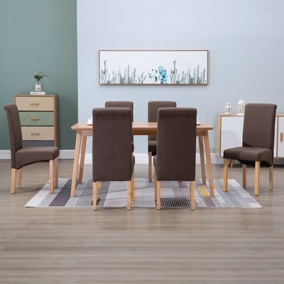 Dining Chairs 6 pcs Brown Fabric