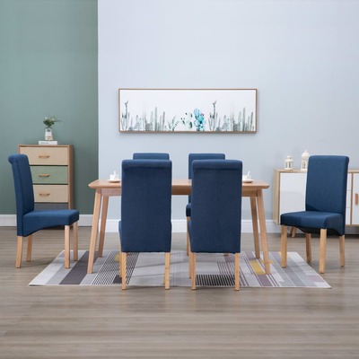 Dining Chairs 6 pcs Blue Fabric