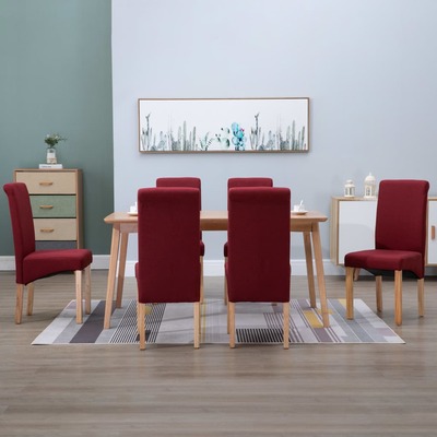 Dining Chairs 6 pcs Red Fabric