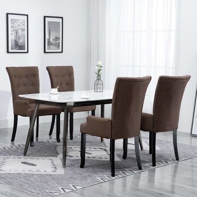 Dining Chairs with Armrests 4 pcs Brown Fabric