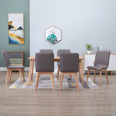 Dining Chairs 6 pcs Taupe Fabric