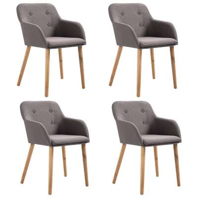 Dining Chairs 4 pcs Taupe Fabric and Solid Oak Wood