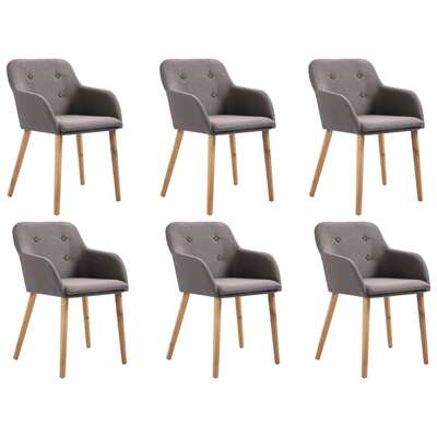 Dining Chairs 6 pcs Taupe Fabric and Solid Oak Wood