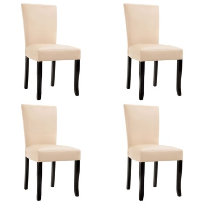 4 pcs Dining Chairs Cream faux Leather