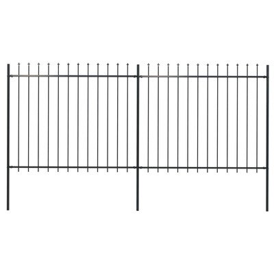 Garden Fence with Spear Top Steel Study_Black