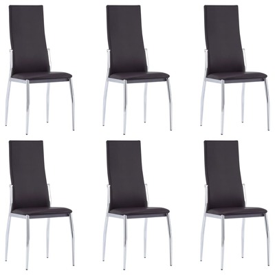 Dining Chairs 6 pcs Brown Faux Leather