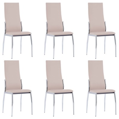 6 pcs Dining Chairs Cappuccino faux Leather