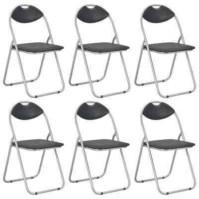 Folding Dining Chairs 6 pcs Black