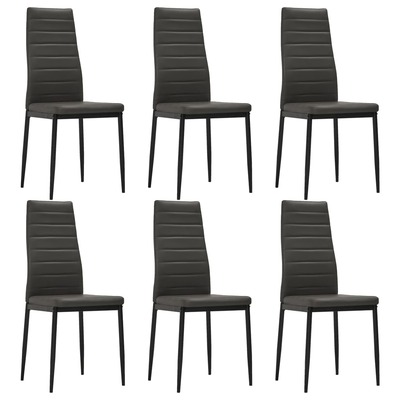 Dining Chairs 6 pcs faux Leather -Grey